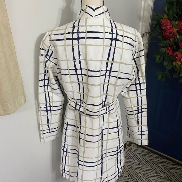 Banana Republic cotton Navy/ white/Tan Trench coat Size Large - Picture 2 of 7